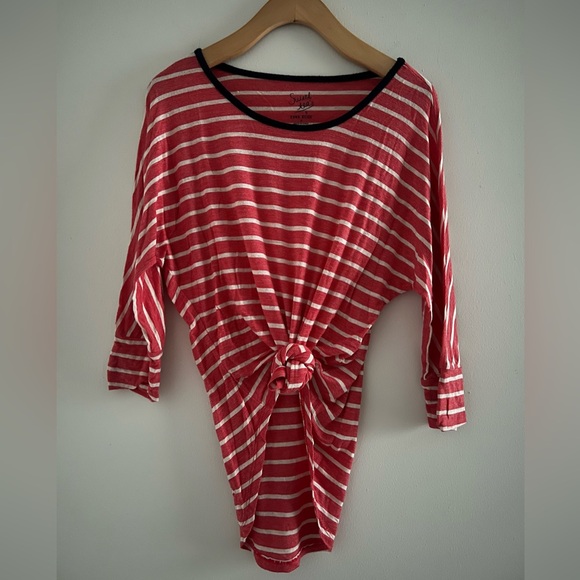 Y2K Sweet Tea’s Fine Rose Super Soft Stretch Striped Red Tee Sz S - Picture 1 of 3